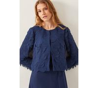 Monsoon Elora Scalloped Chiffon Jacket Blue Blue 10