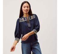 Monsoon Emi Embroidered Jersey Blouse NAVY 2XL