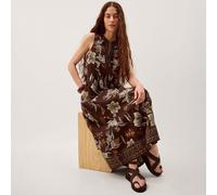 Monsoon Esther Printed Linen Blend Dress CHOCOLATE 2XL