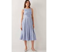 Monsoon Fallon Hand-Beaded Jacquard Midi Dress Blue Blue 8