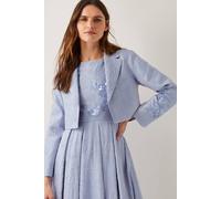 Monsoon Faye Hand-Beaded Jacquard Cropped Bridal Jacket Blue Blue 20