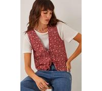 Monsoon Felipa Floral Print Waistcoat Red Red XXL