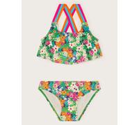 Monsoon Female Ditsy Floral Frill Bikini (3-15 Yrs) - 7-8 Y - Green, Green