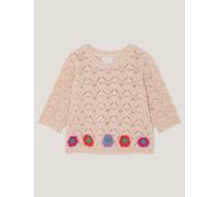 Monsoon Female Pure Cotton Flower Appliqué Jumper (3-13 Yrs) - 7-8 Y - Ivory, Ivory