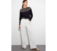 Monsoon Flo Sequin Fair Isle Jumper Black Black S