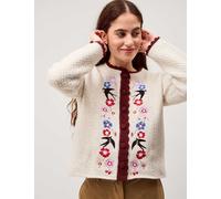 Monsoon Floral Embroidered Scallop Edge Cardigan Ivory