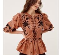 Monsoon Freya Embroidered Button Top PEACH SIZE 10