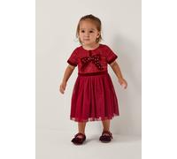 Monsoon Girl's Baby Tweed Bow Disco Dress Red | Size: 3/6 m