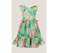 Monsoon Girl's Blurry Floral Organza Ruffle Dress Green | Size: 10 Years
