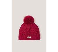 Monsoon Girl's Bow Pom-Pom Beanie Hat Red | Size: 7/8 Years