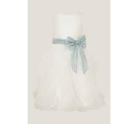 Monsoon Girl's Cancan Sleeveless Bow Ruffle Dress Pink in Ivory | Size: 8 Years