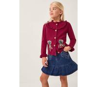 Monsoon Girl's Christmas Tree Embellished Cardigan Sweater Red | Size: 3/4 Years
