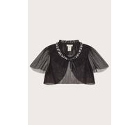 Monsoon Girl's Crop Tulle Cape Jacket in Black | Size: 3/4 Years