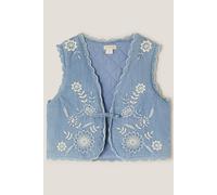 Monsoon Girl's Embroidered Chambray Waistcoat Blue | Size: 5 Years