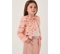 Monsoon Girl's Feather Sequin Bow Jacket Pink | Size: 7/8 Years