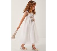 Monsoon Girl's Kai Sequin Flower Maxi Dress Ivory | Size: 10 Years
