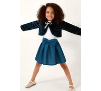 Monsoon Girl's Marie Bow Faux Fur Shrug Teal | Size: 11/12 Years