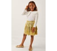 Monsoon Girl's Metallic Pleat Tiered Skirt Gold | Size: 11/12 Years