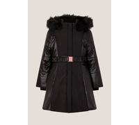 Monsoon Girl's Shine Panel Belted Coat Black | Size: 5/6 Years