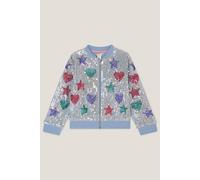 Monsoon Girl's Star & Heart Sequin Bomber Jacket Blue | Size: 12-13 Years Monsoon Blue 12-13 Years