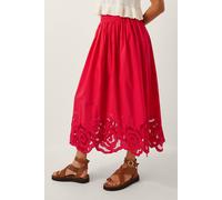 Monsoon Grace Cutwork Midi Skirt Red Red XL