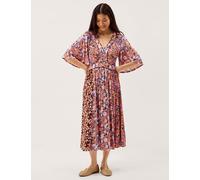 Monsoon Jersey Floral V-Neck Midi Skater Dress Multi