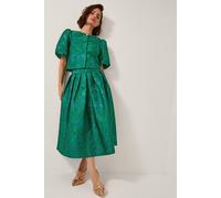 Monsoon Jolene Floral Jacquard Midi Skirt Green Green 10