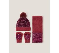 Monsoon Kids' Sequin Hat and Glove Set (3-13 Yrs) Red