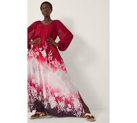 Monsoon Lilian Floral Print Ombr Maxi Dress Red Red