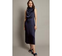 Monsoon Livia Satin Cowl Halter Midi Dress Blue Blue 20