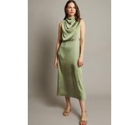 Monsoon Livia Satin Cowl Halter Midi Dress Blue In Green Green 24