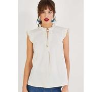 Monsoon Lydie Frill Tank Top in Linen Blend Ivory