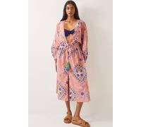 Monsoon Mabel Shell Print Cotton Kaftan Dress Orange Orange L