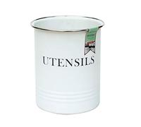 Monsoon Metal Kitchen Utensil Holder Pot Vintage Canister Tin White & Grey Round Kitchen Utensil Cutlery Storage Pot Holder