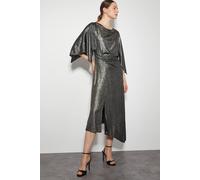Monsoon Mila Drape Metallic Jersey Midi Dress Gold Gold 14
