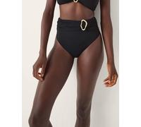 Monsoon Molten Detail High Waisted Bikini Bottoms Black