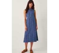 Monsoon Ottilie Stripe Denim Midi Dress Blue Blue S