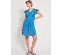 Monsoon Prue Pineapple Embroidered Dress Blue