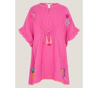 Monsoon Pure Cotton Embroidered Kaftan Dress (3-15 Yrs) Pink