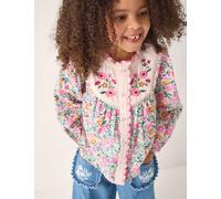 Monsoon Pure Cotton Floral Scallop Collar Blouse (3-13 Years) Ivory Mix