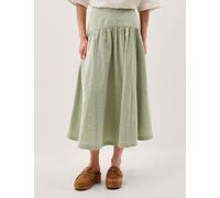 Monsoon Pure Cotton Gingham Midi A-Line Skirt Green Mix