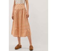 Monsoon Pure Cotton Gingham Midi A-Line Skirt Orange Mix
