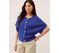 Monsoon Pure Cotton Textured Half Sleeve Cardigan Dark Blue