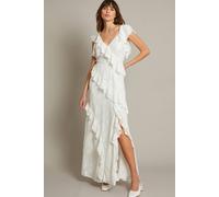 Monsoon Remi V-Neck Ruffle Maxi Wedding Dress Ivory Ivory