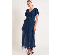 Monsoon Renata Ruffle Maxi Dress Blue Blue 12