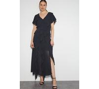 Monsoon Renata Ruffle Maxi Dress Blue In Black Black 14