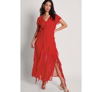 Monsoon Renata Ruffle Maxi Dress Red Red