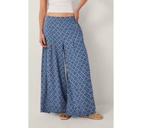 Monsoon Women's Rita Print Wide Leg Trousers Blue | Size: Medium Monsoon Blue M