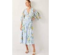 Monsoon Rowan Floral Wrap Midi Dress Blue Blue 22