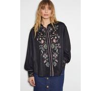 Monsoon Sabrina Ornate Floral Print Shirt Black Black L